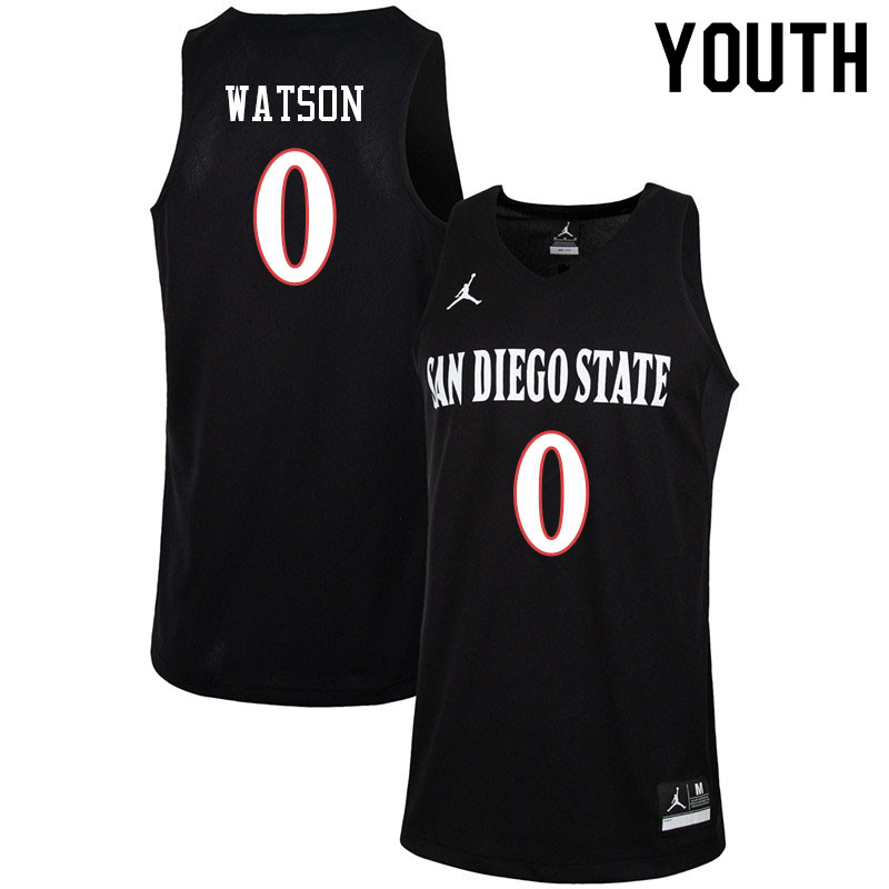 Jordan Brand Youth #0 Devin Watson San Diego State Aztecs College Basketball Jerseys-Black